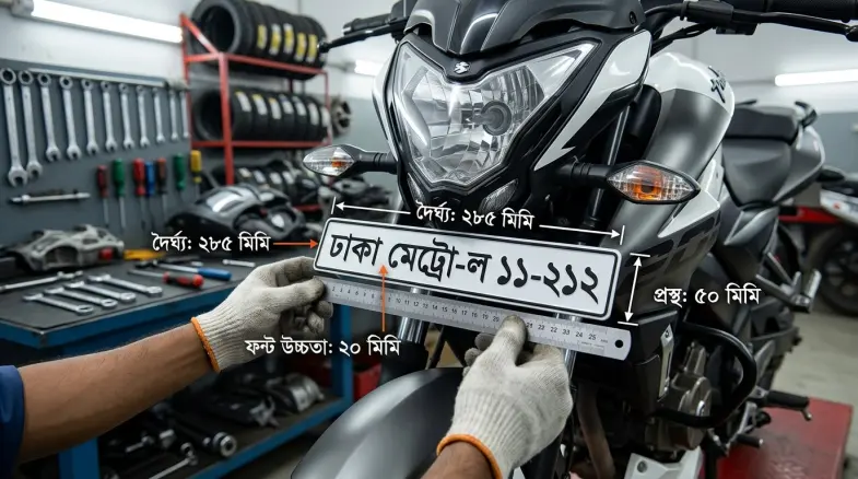 নির্দিষ্ট মাপে মোটরসাইকেলের সামনেও নম্বর প্লেট বসানোর নির্দেশ বিআরটিএর