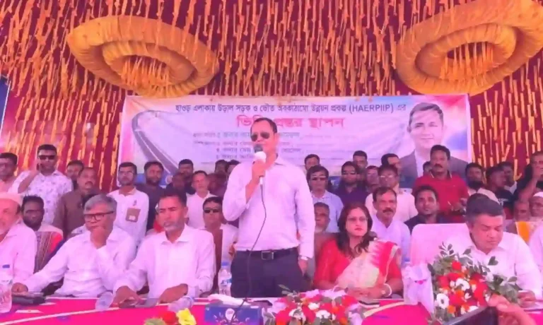 জামালগঞ্জে উড়ালসড়ক প্রকল্পের ভিত্তিপ্রস্তর স্থাপন করলেন এমপি কামরুল