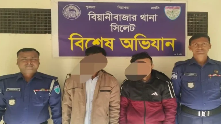 বিয়ানীবাজারে ১০০ পিস ইয়াবাসহ দুই মাদক কারবারি গ্রেপ্তার